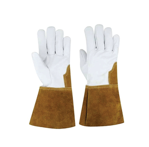Holy Signs International HSI-1450 Extra Long Leather Welding <b>Gloves</b> Fleece Lining Molten Metal Splash Test <b>Type</b> B MIG/TIG Use - Product Image 4