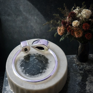 แหวนเงินแท้ปรับขนาดได้สีเงิน925ทัวร์มาลีนสีดำพร้อมคริสตัลป้องกันสำหรับเครื่องประดับงานแต่งงาน - Product Image 2