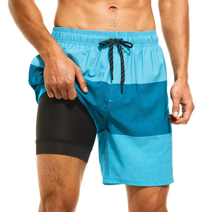 Best Quality Summer Stretchable <b>Compression</b> 2 In 1 Trunk <b>Short</b> Breathable Swimming <b>Shorts</b> Custom Logo Men Swim Trunks <b>Short</b> Men - Product Image 1