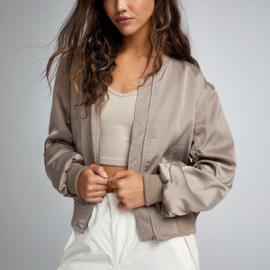 Breathable Nylon Zipper Up Street Wear Women Bomber <b>Jacket</b> <b>Crop</b> Top New Design Autumn Sportswear Outerwear Girls Bomber <b>Jackets</b> - Product Image 1