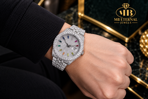 Reloj de Diamantes de Lujo MB ETERNAL JEWELS, 41 mm, Acero Inoxidable, Analógico-Digital, Cuarzo, Caja Cuadrada para Hombre, Resistencia al Agua de 10 Bares - Product Image 1