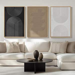 Arte Abstracto en Blanco y Negro para Sala de Estar, Impresiones en Lienzo de 3 Piezas, Cuadros Decorativos para Pared, 24x36 Pulgadas - Product Image 2