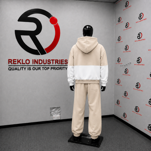 Conjunto Deportivo Color Beige y Blanco para Hombre, Sudadera con Cremallera Completa y Pantalones Jogger, Ropa Deportiva Casual Premium - Product Image 4