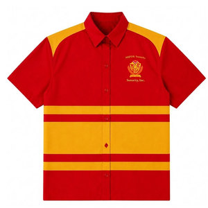 NSPDK Sorority – chemise rayée boutonnée pour femmes, manches courtes, rouge et jaune, couleur contrastée, décontractée, printemps-été, T-shirt pour femmes - Product Image 4