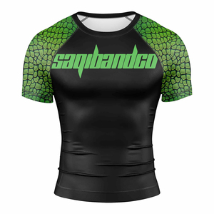 Saqibandco Rashguard ajusté pour homme, imprimé écailles vertes, séchage rapide, manches courtes - Product Image 5