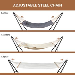 Amaca a Doppio Sacco Robusta con Supporto in Metallo Regolabile per Esterni, Patio, Giardino, Set Amaca per Hotel - Product Image 2