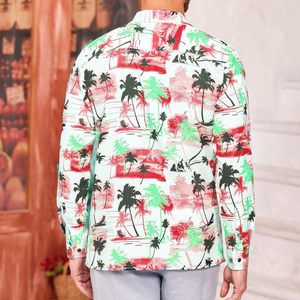 Casual Stand Collar with Diamond Printed Party Clothes <b>for</b> Autumn Season <b>Men's</b> Slim Long Sleeve Dress <b>Shirts</b> Breathable - Product Image 2