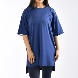 Camiseta Deportiva Larga de Verano para Mujer, Ropa Deportiva para Gimnasio, Yoga, Talla Grande, 100% Poliéster, Secado Rápido, Corte Ajustado - Product Image 1