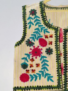 Hand Embroidered Floral Vest: Striped Boho Suzani Waistcoat, festival <b>Hippie</b>, Folk Art <b>Jacket</b>, Handmade - Product Image 2