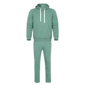 Conjunto Deportivo Unisex con Capucha Verde, 100% Algodón, Corte Regular, Color Sólido, Ropa Casual con Bolsillos Laterales y Cintura Elástica - Product Image 1