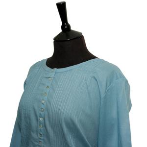 Haut KURTA court bleu pâle œuf de canard à plis, haut décontracté pour femme, haut uni à manches longues pour femme - Product Image 2