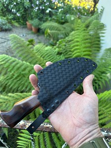 Cuchillo multiusos con mango de madera, hoja de acero, funda negra, patrón topográfico verde, 6.7 pulgadas de longitud total, para bricolaje - Product Image 2
