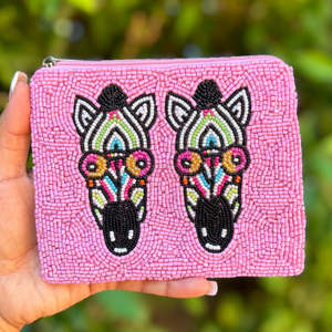 Handmade Beaded Embroidered Zipper Pouch Custom Zebra Design Coin <b>Purse</b> Compact Portable Gift Women Girls Wholesale Creative - Product Image 2