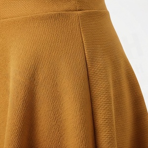Minifalda de Cintura Alta con Corte en A para Mujer, Color Sólido, Plisada, Cómoda, Tejido Elástico, para Todas las Temporadas - Product Image 5
