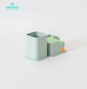 SWORLD Desktop <b>Pen</b> Holder With Sticky Note Stand Square Plastic Organizer Dual Function Compact Design <b>Multi</b> <b>Color</b> Wholesale - Product Image 3