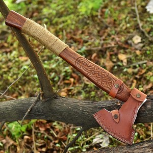 Custom Viking Axe Handmade Hand Forged Hatchet Norse <b>Style</b> Steel <b>Head</b> Wooden Handle Bushcraft Camping OEM ODM Manufacturer - Product Image 5
