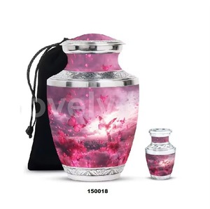 Urne funéraire en étain brossé avec couvercle gravé, motif feuilles, capacité 200 pouces cubes, style américain - Product Image 6
