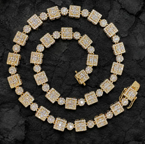 สร้อยคอเงินทิเบตชุบทองคำสีกุหลาบแบบ Cuban Link พร้อมจี้เพชรซิคอนสังเคราะห์ สไตล์ฮิปฮอปสำหรับผู้ชาย เหมาะสำหรับงานแต่งงานและงานปาร์ตี้ - Product Image 4