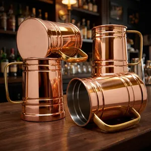 Tasse à boisson en cuivre avec poignée, réutilisable, pour boissons froides, idéale pour les fêtes, les bars, les cadeaux, tasse à eau en cuivre pour la cuisine, tasse en cuivre - Product Image 3