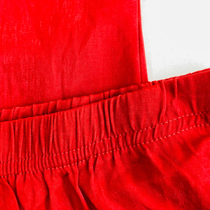 ชุดนอนผ้าซาตินสีแดงร้อนแรงสำหรับผู้หญิง แขนกุด สั้น สบาย เซ็กซี่ ชุดนอนสองชิ้น - Product Image 4