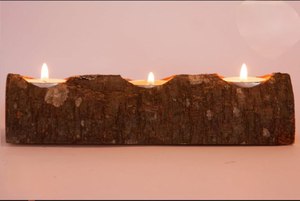 Luxury Eco-Friendly Natural Wooden Handmade Candle <b>Stand</b> Bark-Covered Design Three-Hole <b>Tea</b> Light Holder for Christmas Home - Product Image 4