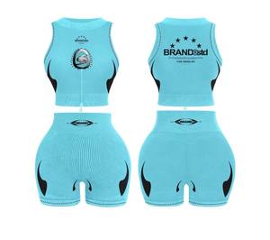 Ensemble de vêtements de détente en coton personnalisé avec logo pour femme, short et débardeur court, 2 pièces, collection été 2026 - Product Image 3