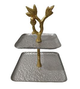 Moderno soporte de pastel de metal cuadrado de 2 niveles modelo temático de frutas para aplicaciones artesanales - Product Image 1