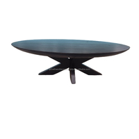 Table basse ovale noire moderne industrielle Bleved Edge 2024, finition en bois de manguier massif, taille personnalisée, meubles pour salon