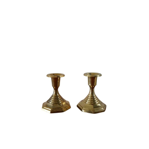 Wholesale Suppliers Vintage Solid <b>Brass</b> Taper Candle Holders Antique Gold Metal <b>Candlestick</b> Holders With Octagonal Hexagon Base - Product Image 1