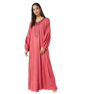Sophisticated and Long Puffed Sleeve Stylish Viscose Floor-Length <b>Kaftan</b> with Sun Protection for Women - Product Image 1
