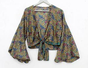 Nueva llegada BOHEMIAN HIPPIE TOP Bell manga Tie Top Fleetwood Mac Stevie Nicks verano Crop Hippie Top para mujer - Product Image 1