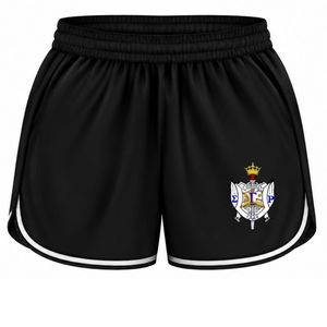 Shorts de performance pour femmes Sigma Gamma Rho, noirs, avec motif de lettres grecques, shorts de sport athlétiques, vêtements d'entraînement personnalisés pour la sororité - Product Image 1