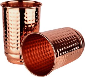Ensemble de gobelets en cuivre martelé pur, tasse de voyage en cuivre, bienfaits ayurvédiques pour la santé, provenant d'un fabricant et fournisseur indien - Product Image 2