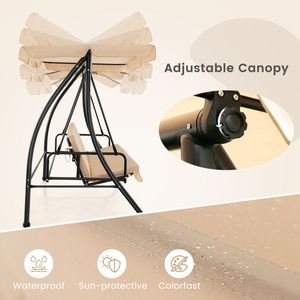 Dondolo da Esterno Convertibile a 2 Posti per Patio con Letto Piatto e Tettuccio Regolabile - Product Image 5