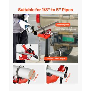 Tornillo de banco de cadena de alta resistencia con base de hierro fundido de 26 pulgadas, capacidad para tubos de 1/8 a 5 pulgadas, con placa de sujeción para enganche - Product Image 1