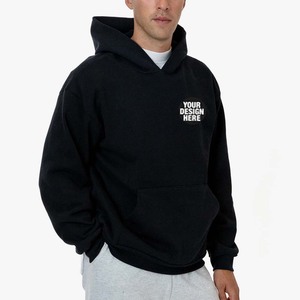 Sweat-shirt polaire à capuche vierge en coton 100% de 14 oz, teint en pièce, coupe oversize et carrée, vente en gros - Product Image 5