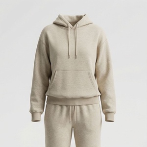 Women's 2 Piece Hooded <b>Sweatshirt</b> Set Solid Color Fleece Casual Loose Fit Full Length Drawstring Pocket All Seasons Wear - Product Image 1