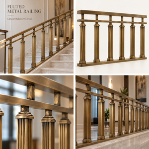 Barandilla de Bronce Tallada con Balaustres para Galerías Curvas y Escaleras, Pasamanos y Balaustrada Metálicos - Product Image 5