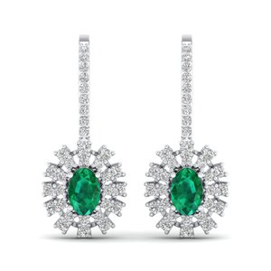 REYES - Elegantes Pendientes Colgantes de Oro Sólido de 14K con Corte Ovalado y Esmeralda de 1 Quilate, Certificados por GRA, Joyería Fina con Moissanita - Product Image 2