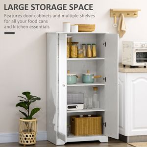 Moderno Armadio Bianco Autoportante a 2 Ante per Cucina con Ripiani Regolabili, per Soggiorno, Sala da Pranzo, Camera da Letto, Stile Legno MDF - Product Image 4
