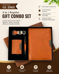 Set de Regalo Profesional 4 en 1 con Cuaderno A5, Bolígrafo Metálico, Tarjetero y Llavero de Cuero Sintético para Regalos Corporativos de Oficina - Product Image 6
