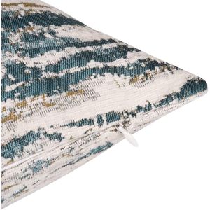 Set di 2 Copricuscini Decorativi in Stile Nordico, Jacquard in Ciniglia con Motivi Geometrici per Divano, Letto e Sedia, Colore Verde Acqua - Product Image 3