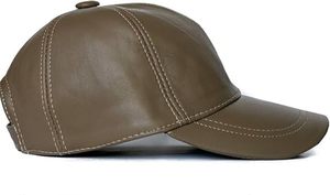 Luxury Blank Genuine Leather <b>Cap</b> Custom Embroidery Metal Badge Strap Back Leather Dad <b>Hat</b> Supplier - Product Image 2