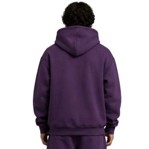 Sweat à capuche violet à strass pour homme, coupe oversize, en polaire, avec logo personnalisé, streetwear, épais, décontracté, hiver - Product Image 2