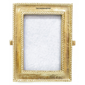 Modern Classic Aluminum Metal Glossy <b>Gold</b> Finish Rectangle Shape Decorative Photo <b>Frame</b> Resin Gemstones Portable Tableware Use - Product Image 6