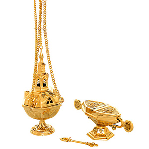 Incensario de Latón con Juego de Cuchara y Portaincenso |   Turíbulo de la Iglesia Ortodoxa, Diseño Tradicional, Origen Uttar Pradesh - DOUBLE VEE EXPORTS - Product Image 2