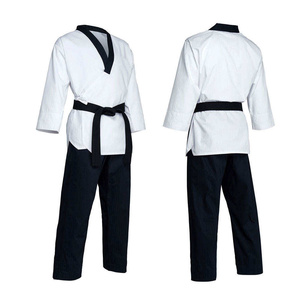 Prix de gros RTS – Tenue de Taekwondo unisexe pour adulte, haut blanc et pantalon noir, 100 % coton, durable, vêtement d'arts martiaux, coupe classique AS-TG-104 - Product Image 1