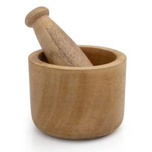 Mortier et pilon en bois d'acacia naturel fait à la main, broyeur d'épices de cuisine, écraseur pour herbes, ail, masala - Outils en bois pour herbes et épices - Product Image 5