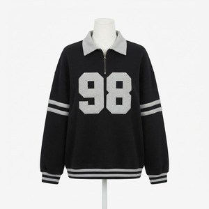 Sudadera de Forro Polar a Rayas Blancas y Moradas para Mujer, con Bordado de Letras Felices, Cuello Camisero, Manga Larga, Ropa Casual de Otoño - Product Image 6