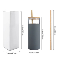 Gobelet personnalisable par sublimation en verre borosilicate en forme de canette, avec couvercle en bambou et paille, pour thé et eau